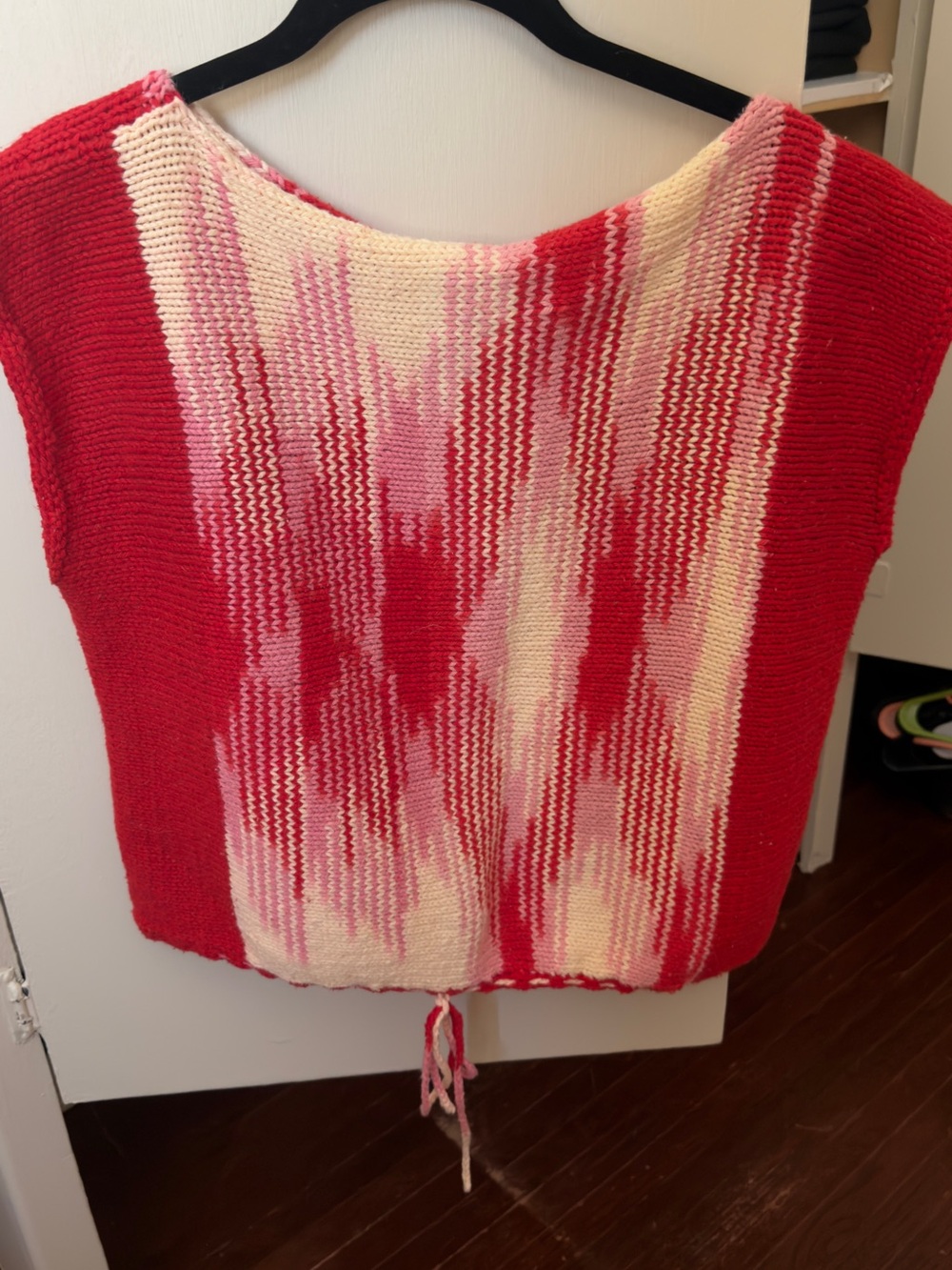 Women's Red and Cream Knit Sweater Top